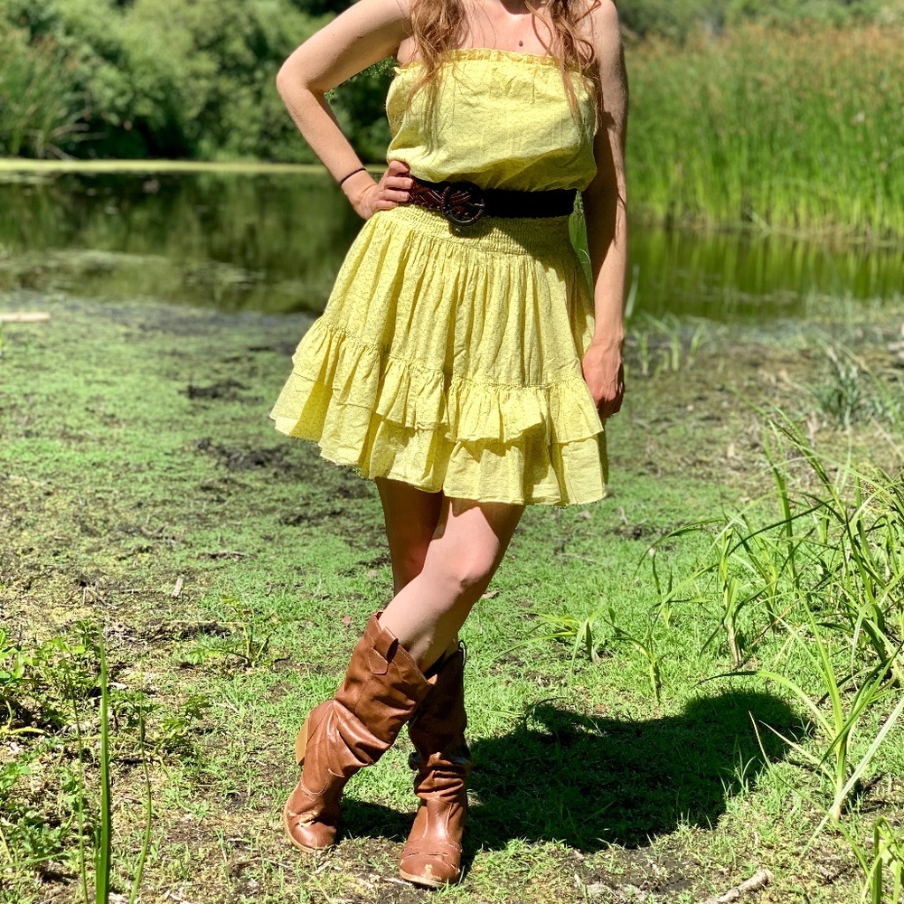 Moda International yellow ruffle dress A29